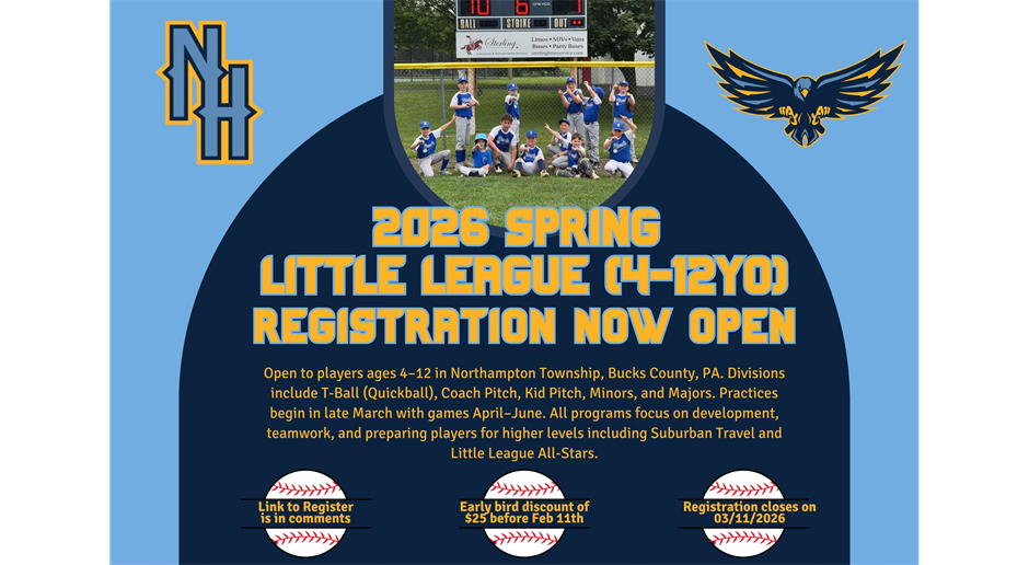2026 Spring Little League Registration is Open!